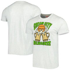 Ash Milwaukee Bucks Homage Unisex Hometown Hyper Local Tri-Blend T-Shirt | NBA