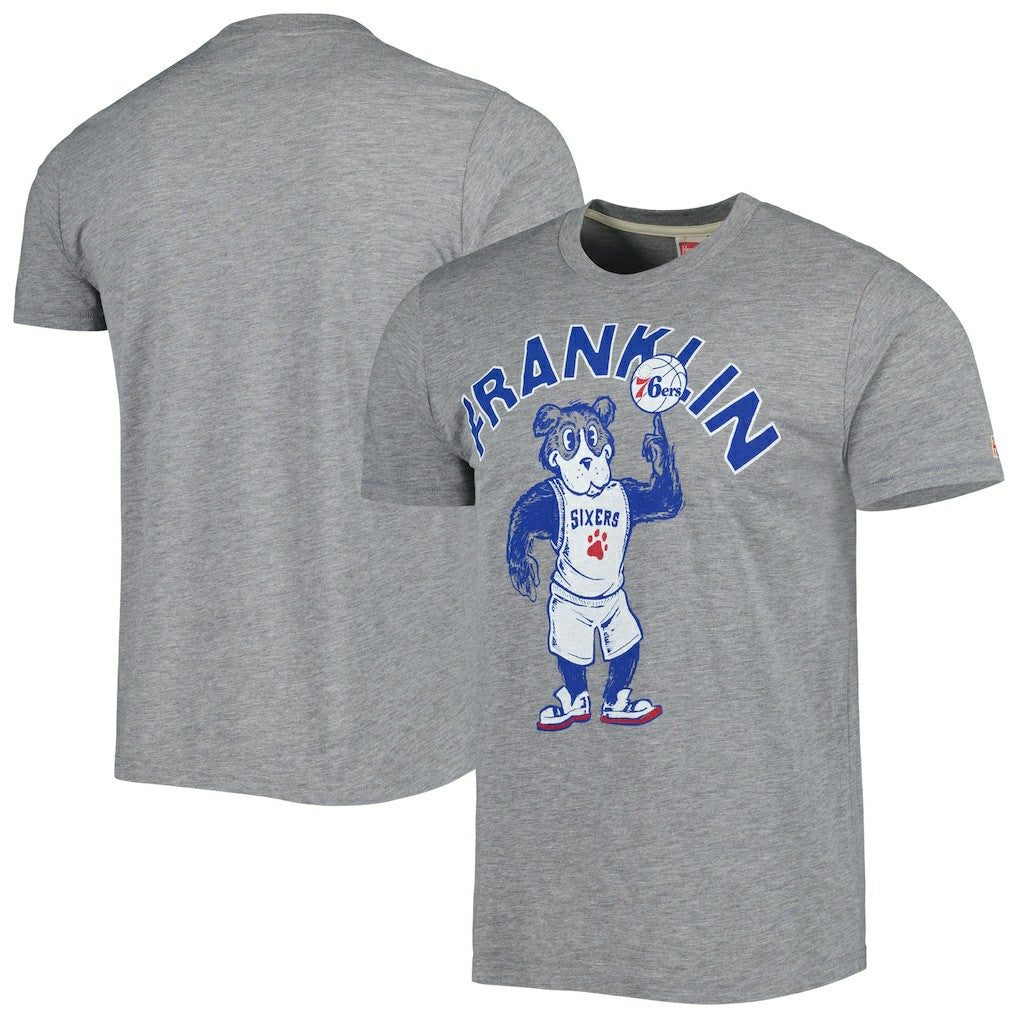 Heather Gray Philadelphia 76ers Homage Unisex Team Mascot Tri-Blend T-Shirt | NBA