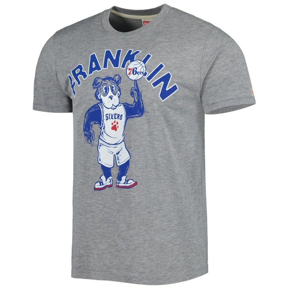 Heather Gray Philadelphia 76ers Homage Unisex Team Mascot Tri-Blend T-Shirt | NBA