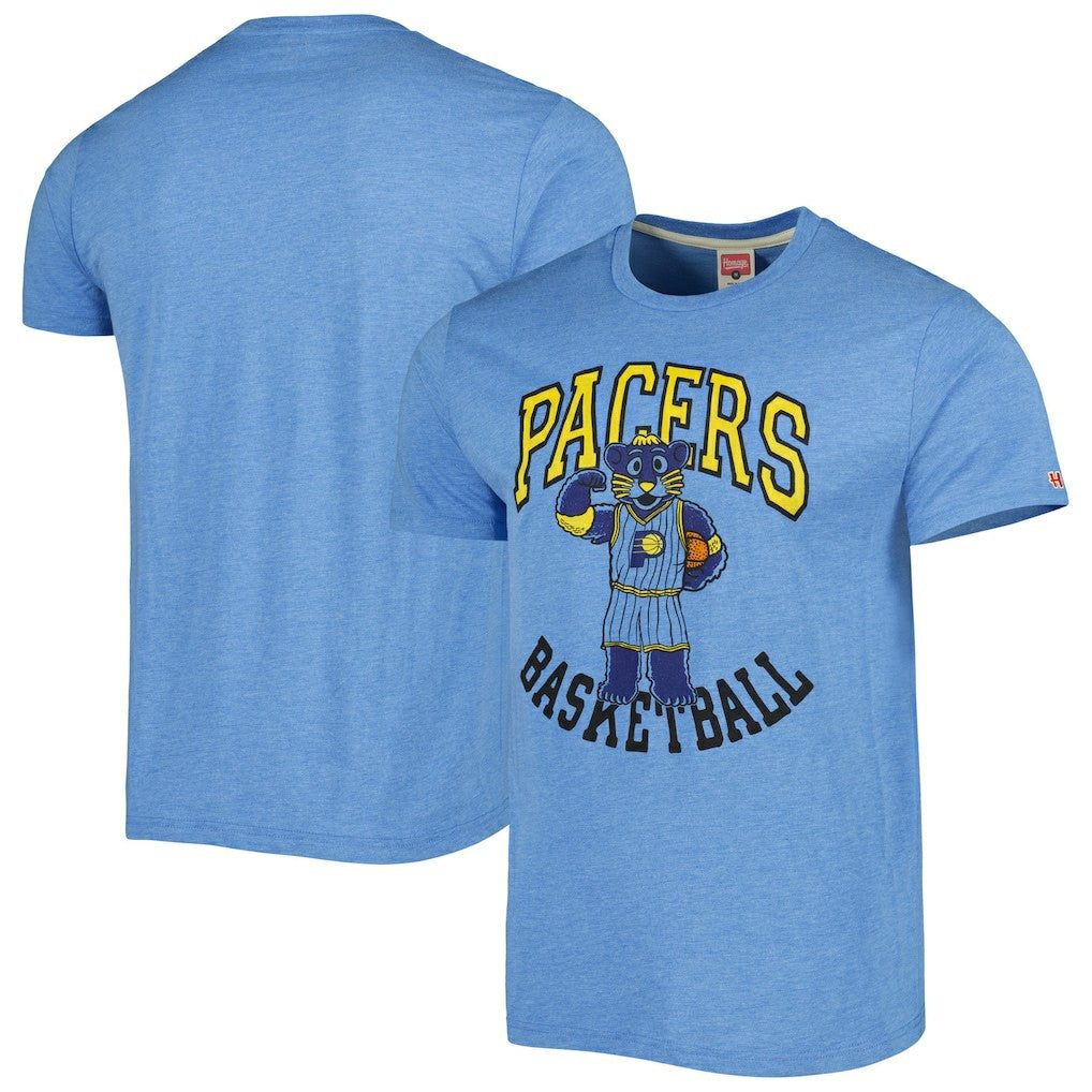 Light Blue Indiana Pacers Homage Unisex Team Mascot Tri-Blend T-Shirt | NBA