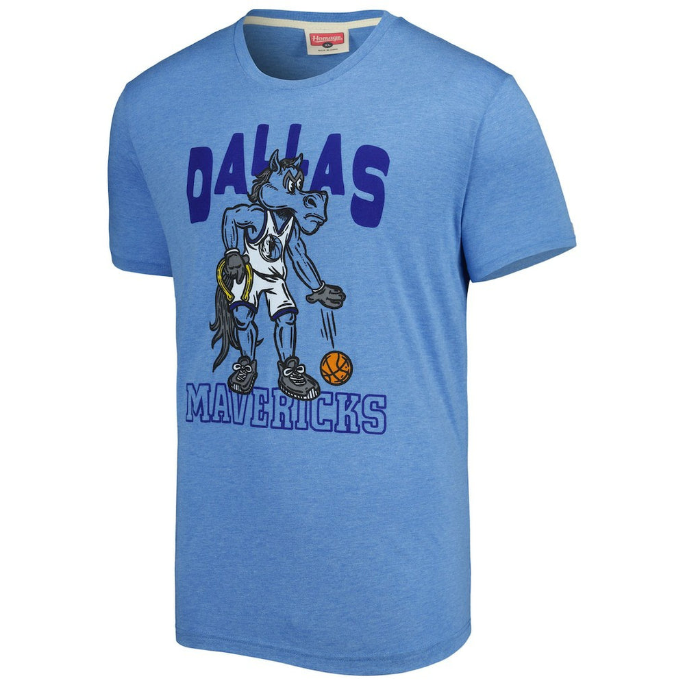 Light Blue Dallas Mavericks Homage Unisex Team Mascot Tri-Blend T-Shirt sale | NBA