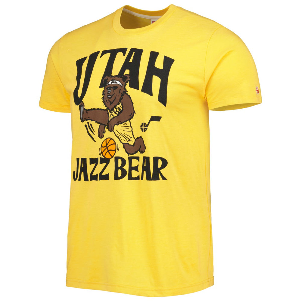 Gold Utah Jazz Homage Unisex Team Mascot Tri-Blend T-Shirt | NBA