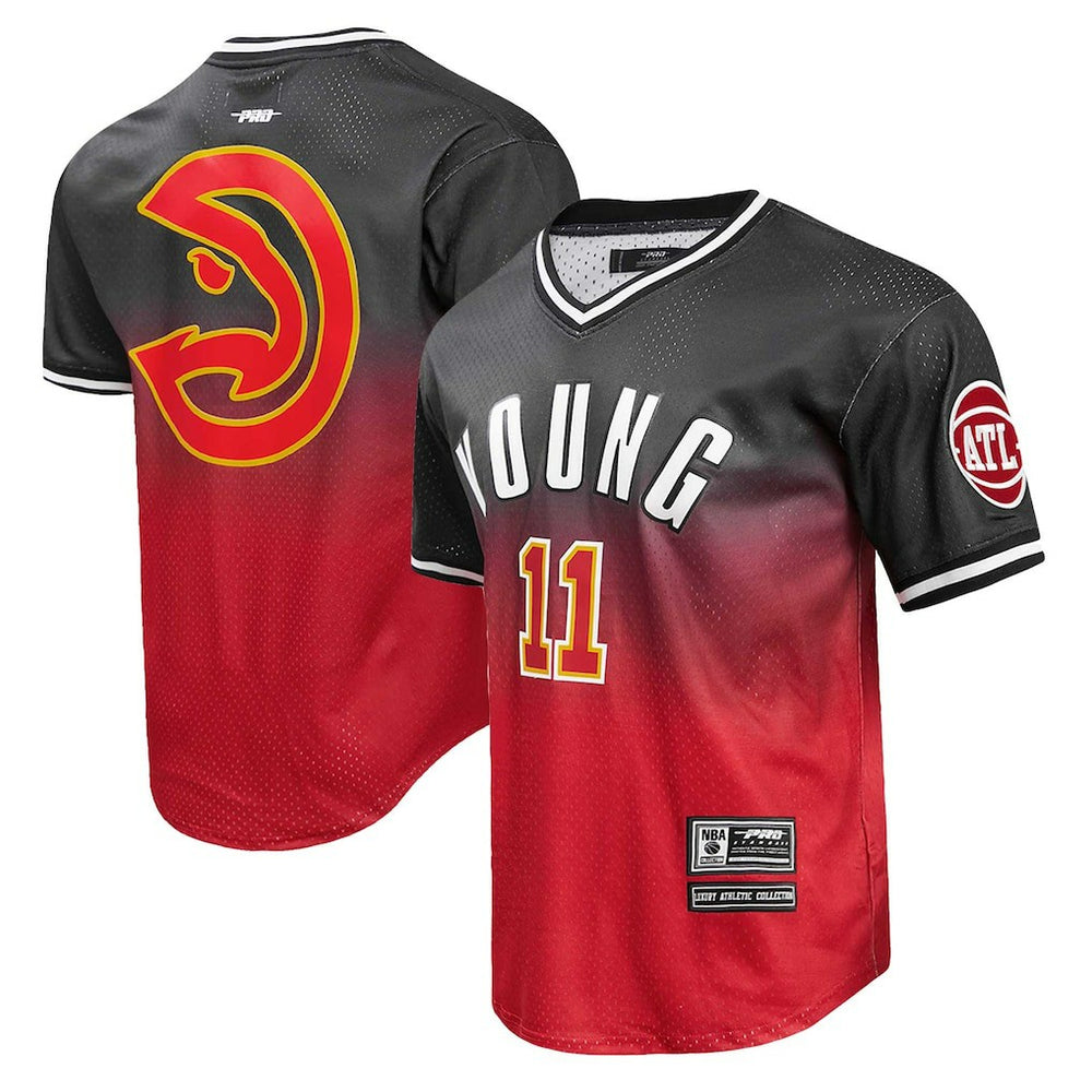 Black/Red Trae Young Atlanta Hawks Post Ombre Name & Number T-Shirt | NBA