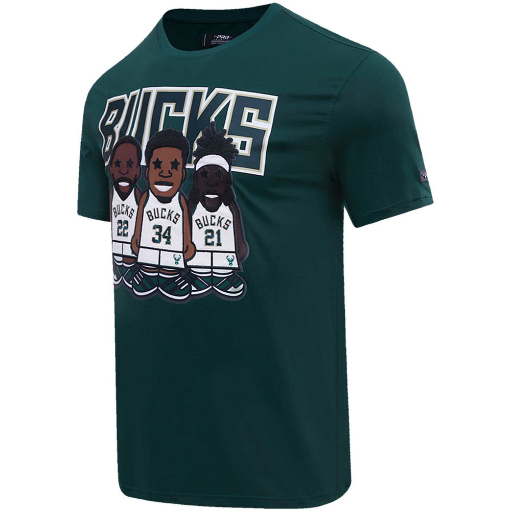 Hunter Green Giannis Antetokounmpo, Jrue Holiday, Khris Middleton Milwaukee Bucks Pro Standard Multi Lineup T-Shirt | NBA