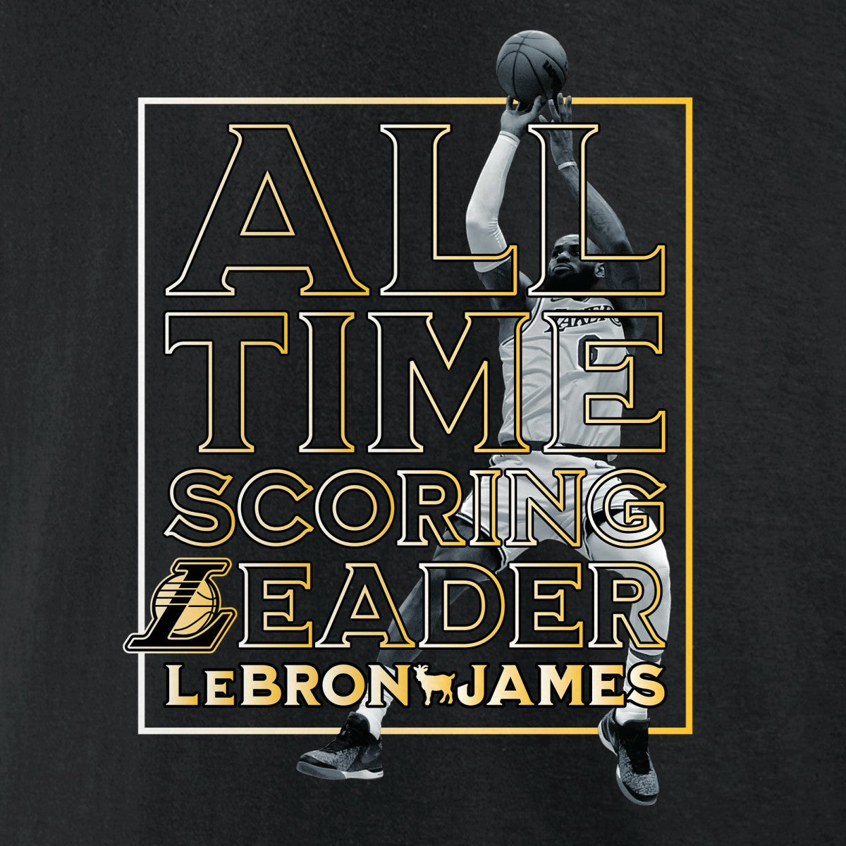 NBA All-Time Scoring Record T-Shirt - Black LeBron James Los Angeles Lakers | NBA