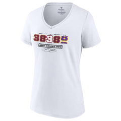 White LeBron James Women's NBA All-Time Scoring Record Split Points V-Neck T-Shirt | NBA