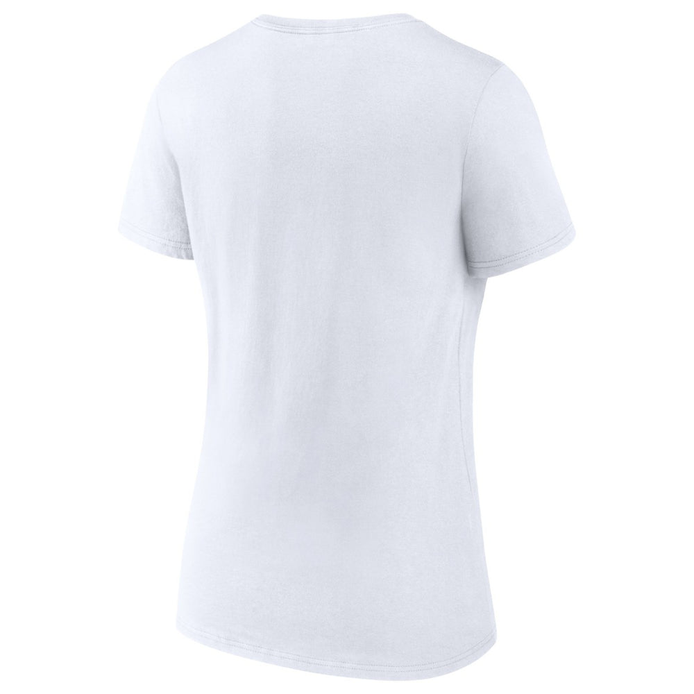 White LeBron James Women's NBA All-Time Scoring Record Split Points V-Neck T-Shirt | NBA