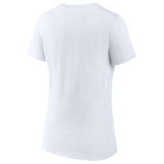 White LeBron James Women's NBA All-Time Scoring Record Split Points V-Neck T-Shirt | NBA