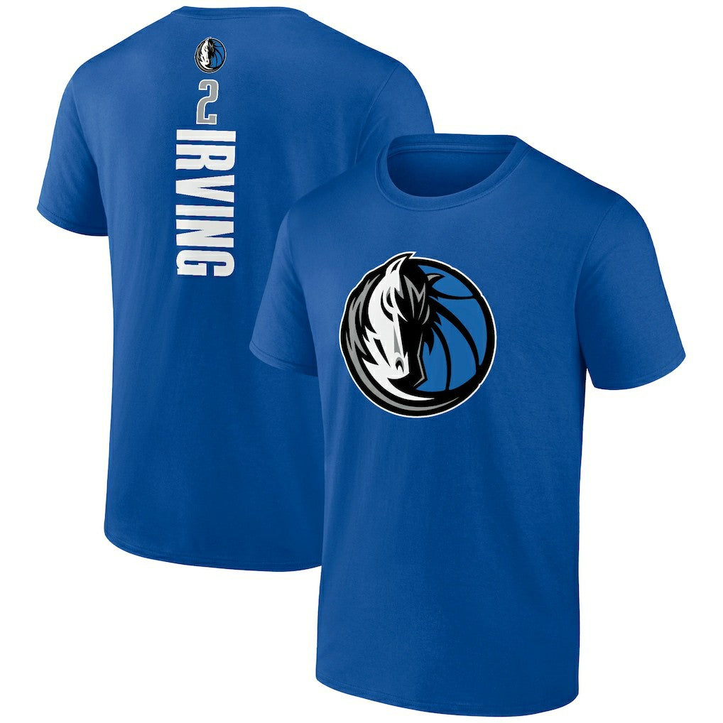 Royal Kyrie Irving Dallas Mavericks Playmaker Name & Number T-Shirt sale | NBA
