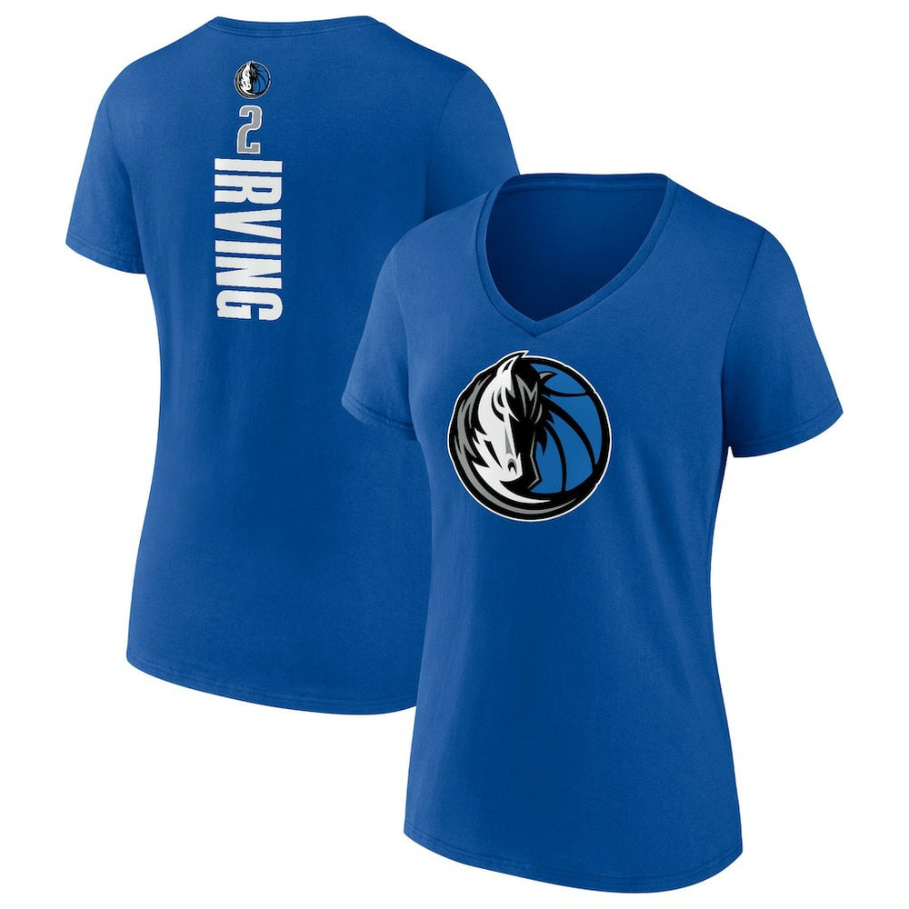 Royal Kyrie Irving Dallas Mavericks Women's Playmaker Name & Number V-Neck T-Shirt sale | NBA