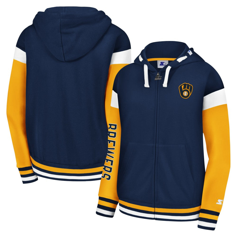 Milwaukee Brewers Starter Women's Homestretch Full-Zip Hoodie - MLB Hoodies