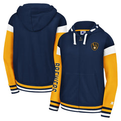 Milwaukee Brewers Starter Women's Homestretch Full-Zip Hoodie - MLB Hoodies