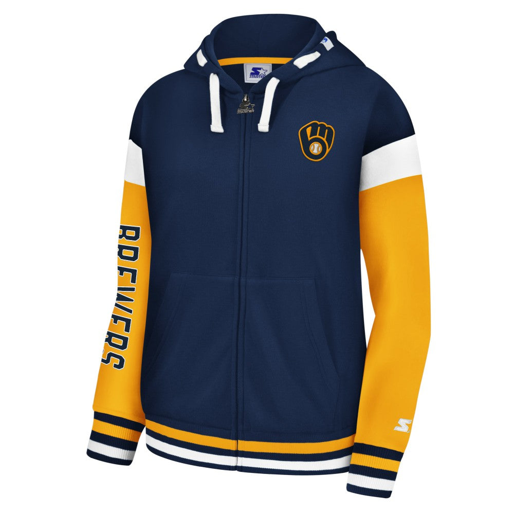 Milwaukee Brewers Starter Women's Homestretch Full-Zip Hoodie - MLB Hoodies