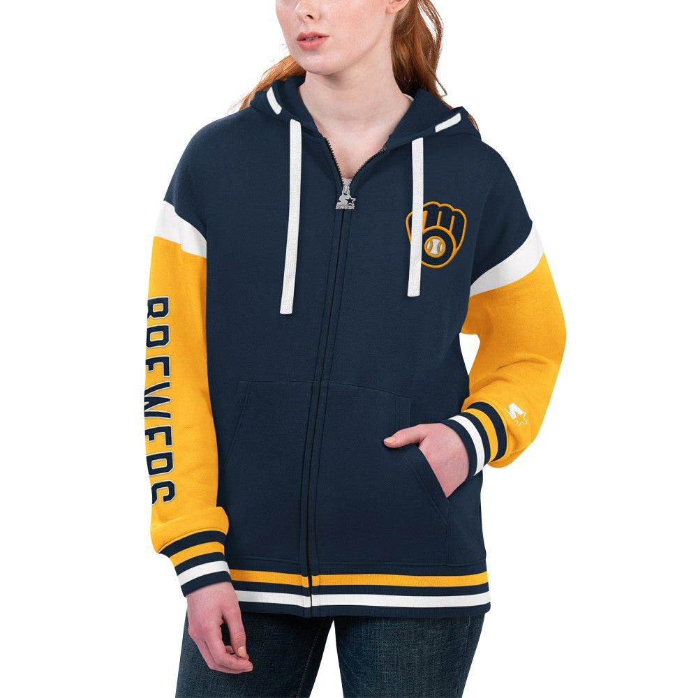 Milwaukee Brewers Starter Women's Homestretch Full-Zip Hoodie - MLB Hoodies