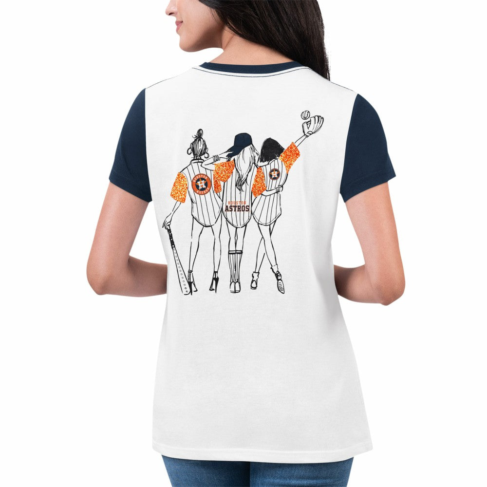 Houston Astros G-III 4Her by Carl Banks Women's Illustration Ringer T-Shirt - MLB T-shirts