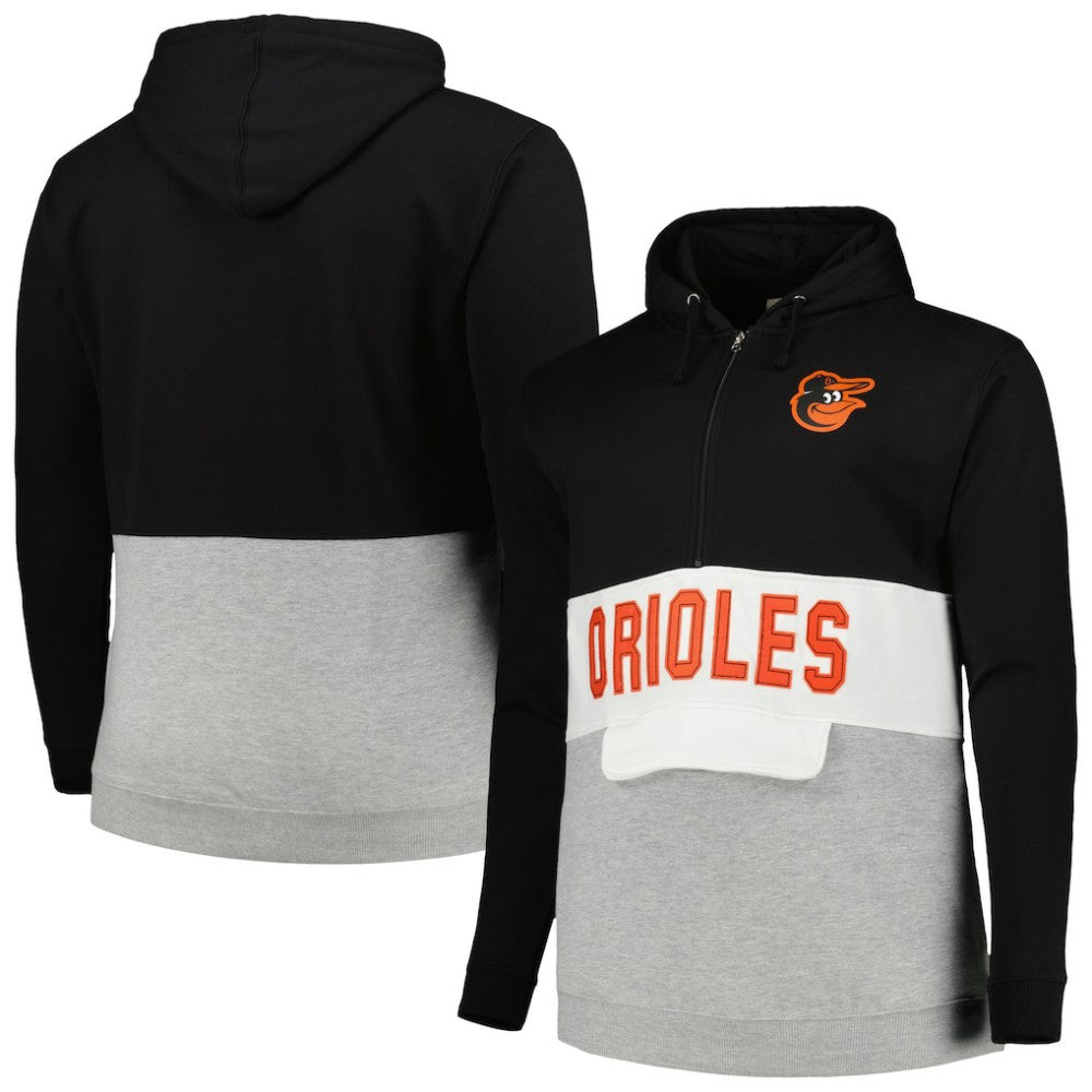 Baltimore Orioles Big & Tall Hoodie Half-Zip Sweatshirt - MLB Hoodies