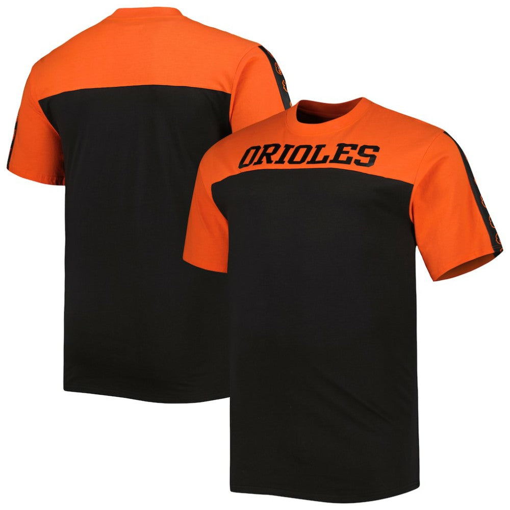 Baltimore Orioles Big & Tall Yoke Knit T-Shirt - Orange/Black - MLB T-shirts