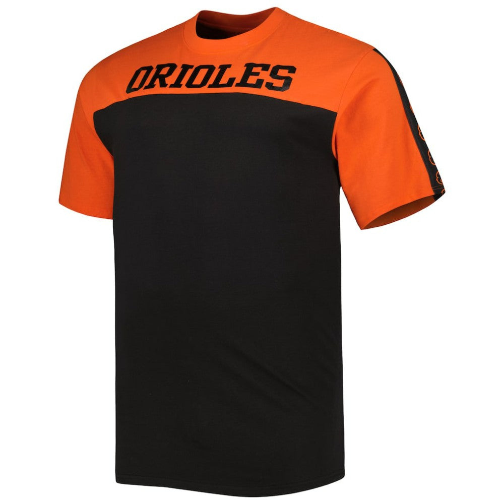 Baltimore Orioles Big & Tall Yoke Knit T-Shirt - Orange/Black - MLB T-shirts