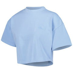 Light Blue Golden State Warriors Lusso Women's Nola Faded Tonal Cropped T-Shirt sale | NBA