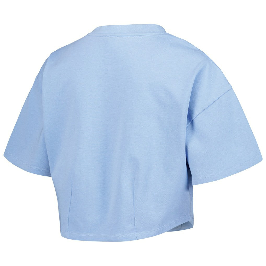 Light Blue Golden State Warriors Lusso Women's Nola Faded Tonal Cropped T-Shirt sale | NBA