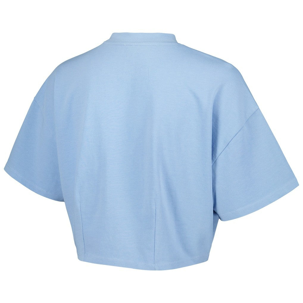 Light Blue Philadelphia 76ers Lusso Women's Nola Faded Tonal Cropped T-Shirt | NBA