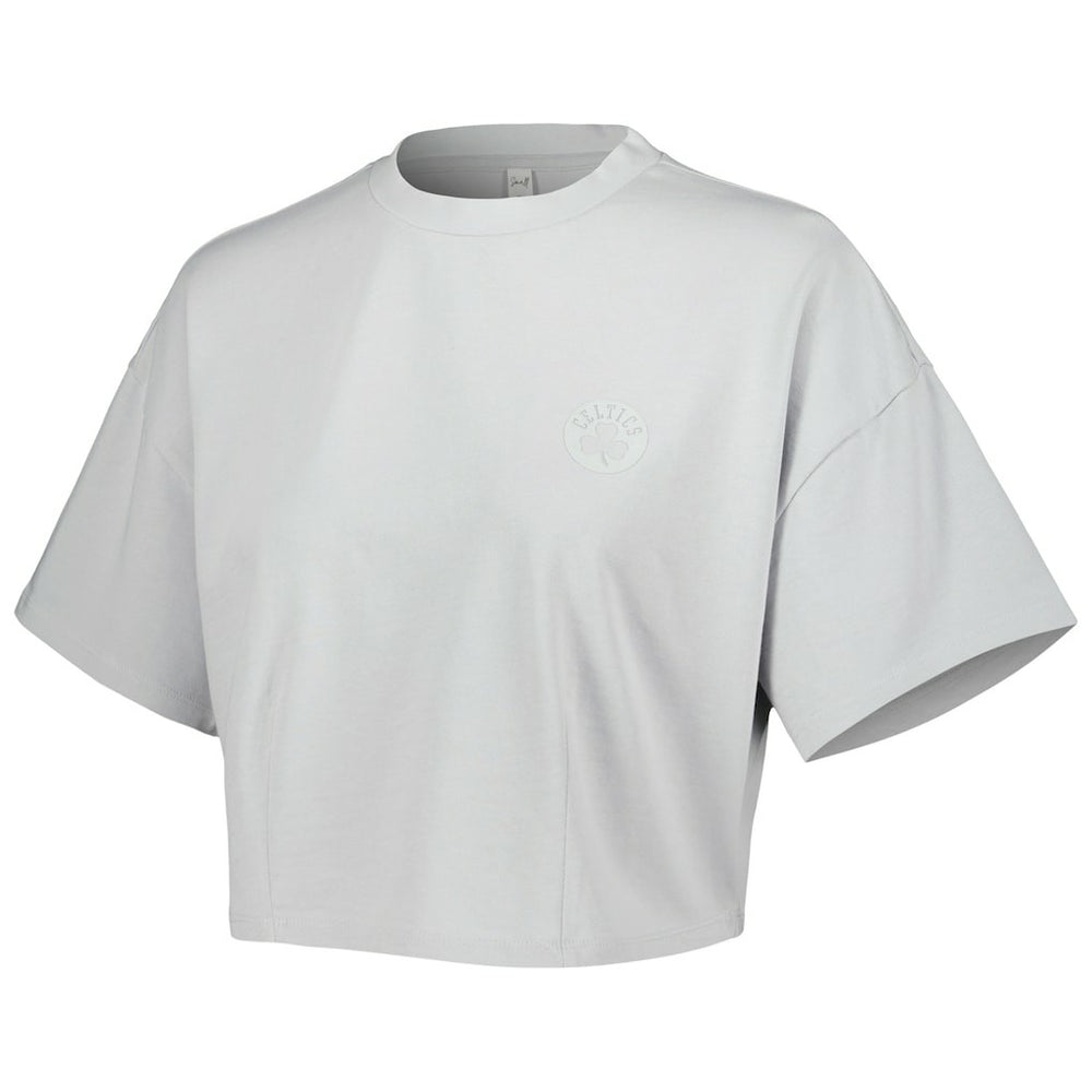Gray Boston Celtics Lusso Women's Nola Faded Tonal Cropped T-Shirt | NBA
