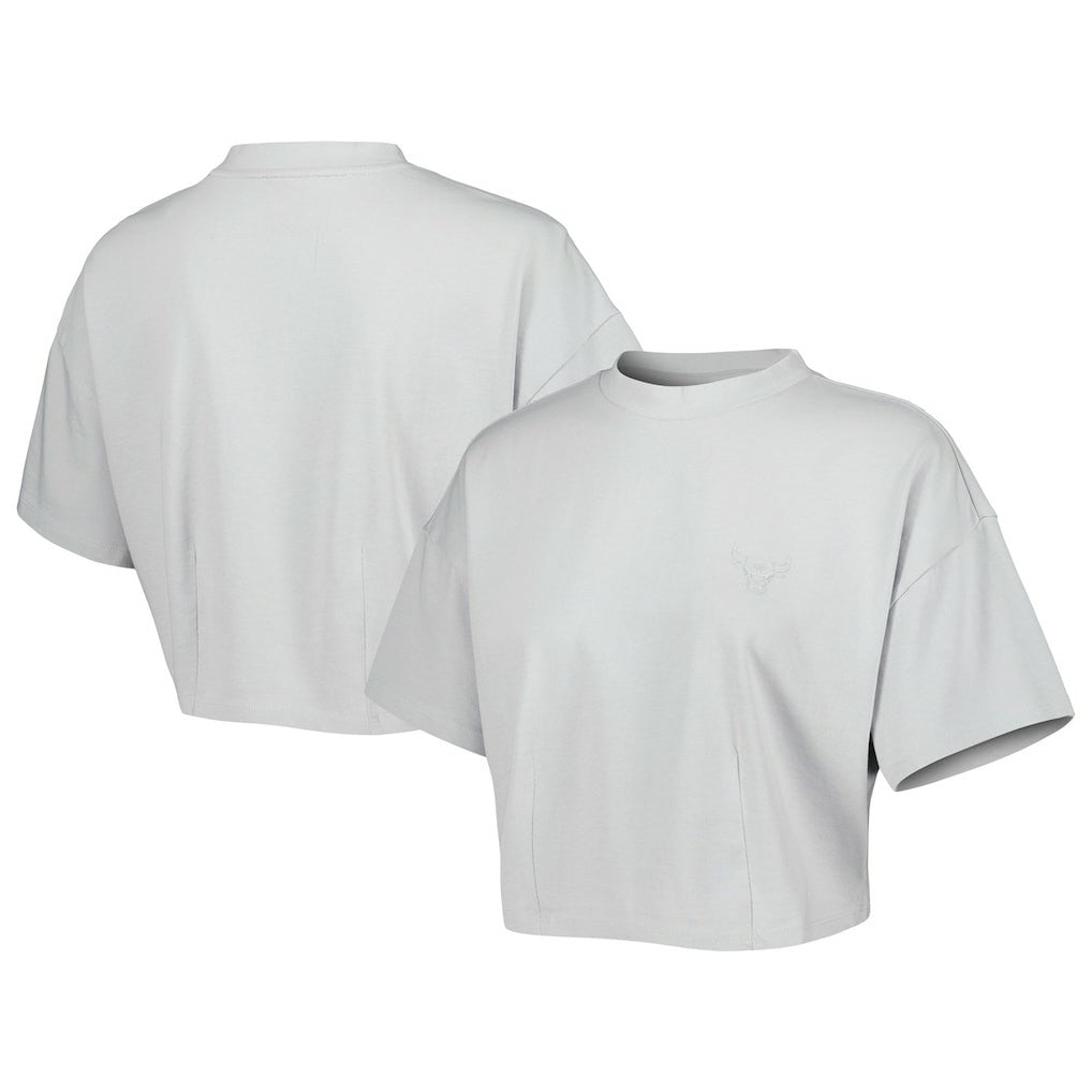 Gray Chicago Bulls Lusso Women's Nola Faded Tonal Cropped T-Shirt sale | NBA