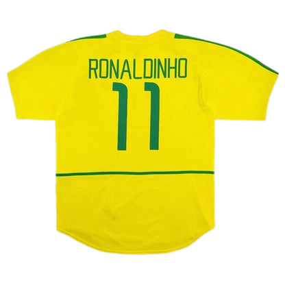 Ronaldinho #11 Retro Brazil Home Jersey World Cup 2002