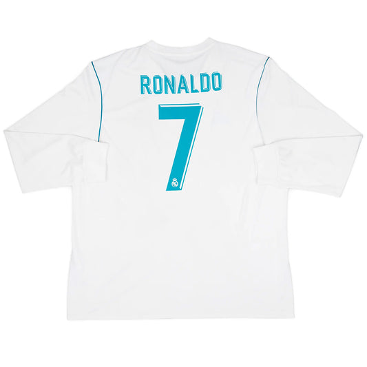 RONALDO #7 Retro Real Madrid Home Long Sleeve Jersey 2017/18