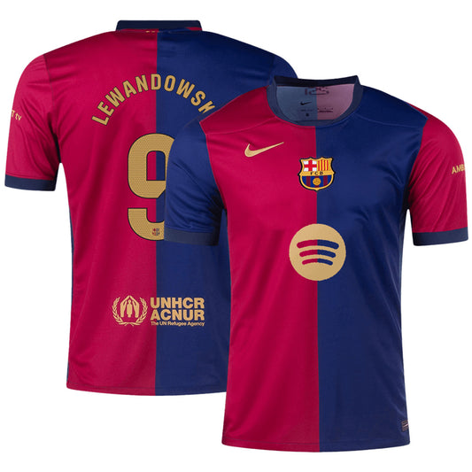 LEWANDOWSKI #9 Barcelona Home Spotify Logo Without Text Jersey