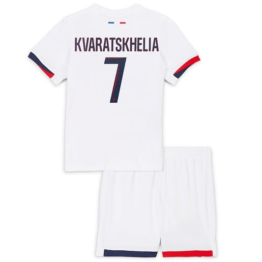 KVARATSKHELIA #7 Kids PSG Away Jersey Kit/26