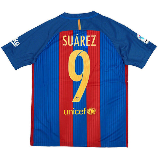 SUÁREZ #9 Retro Barcelona Home Jersey 2016/17