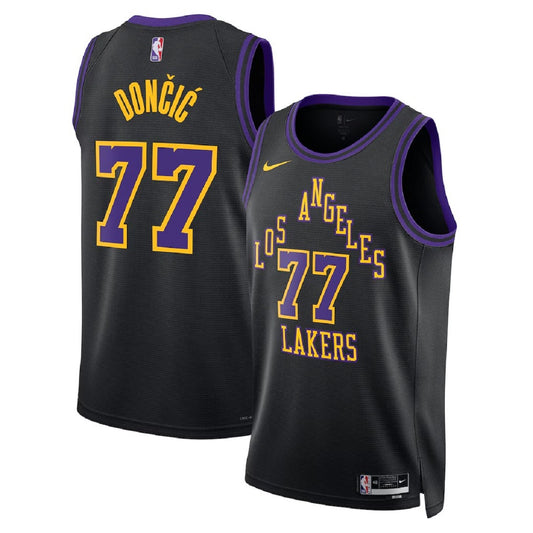 Unisex Los Angeles Lakers Luka Dončić #77 Black Swingman Jersey 2025/26 - City Edition