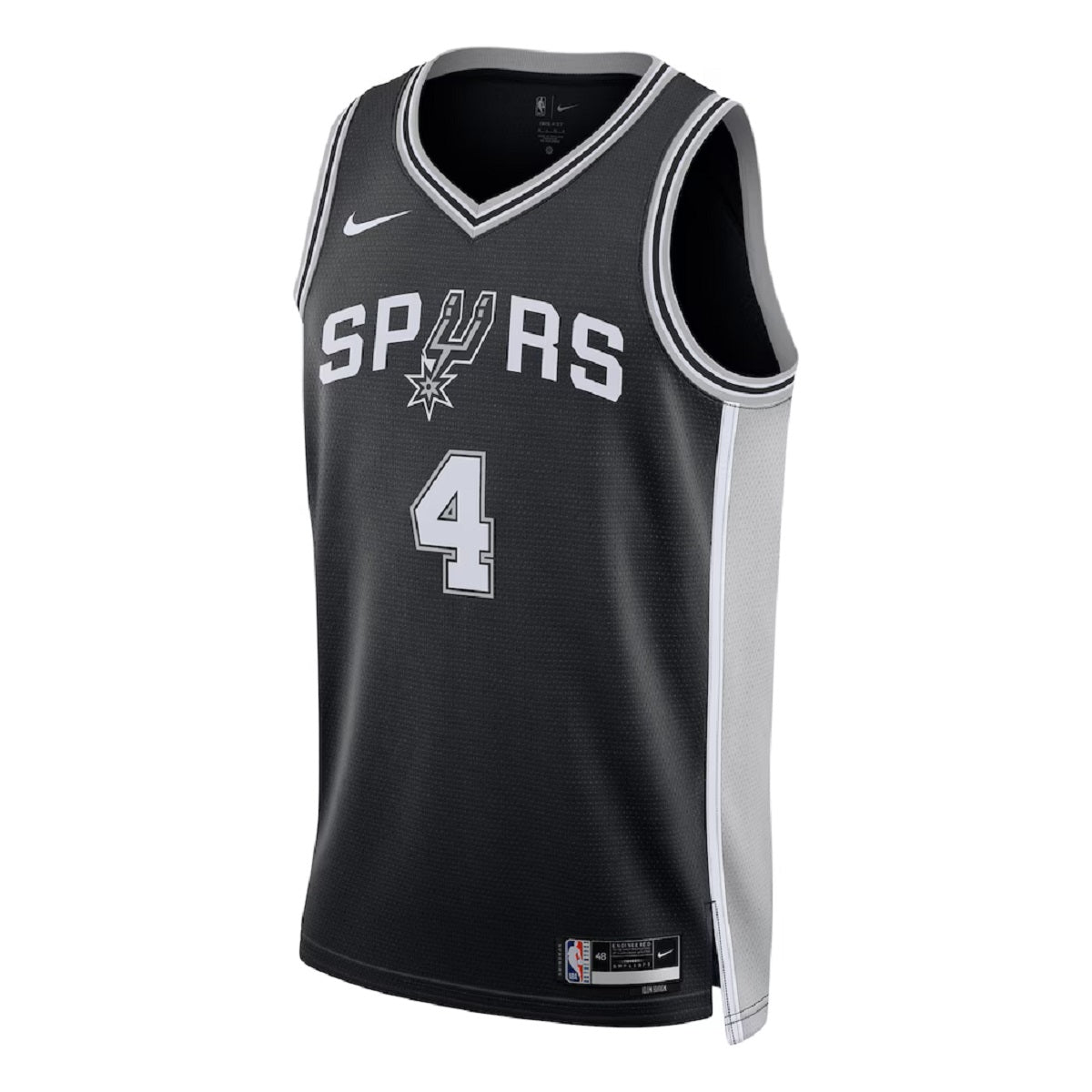 Unisex San Antonio Spurs De'Aaron Fox #4 Black Swingman Jersey - Icon Edition