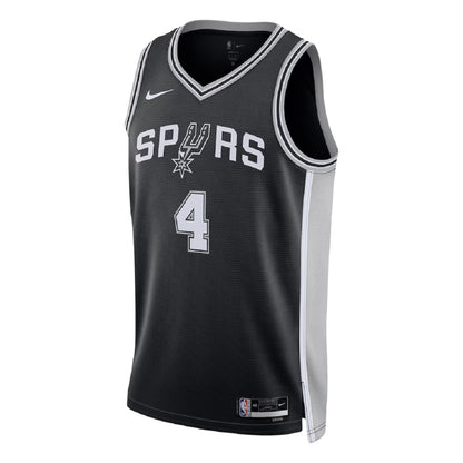 Unisex San Antonio Spurs De'Aaron Fox #4 Black Swingman Jersey - Icon Edition