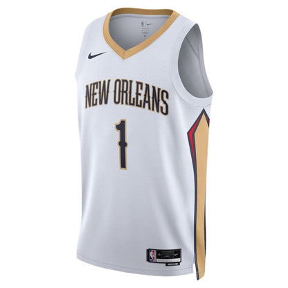 Unisex New Orleans Pelicans Zion Williamson #1 White Swingman Jersey - Association Edition