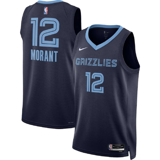 Unisex  Memphis Grizzlies Grizzlies Ja Morant #12 Navy Swingman Jersey - Icon Edition