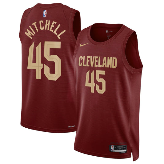 Unisex  Cleveland Cavaliers Donovan Mitchell #45 Wine Swingman Jersey - Icon Edition