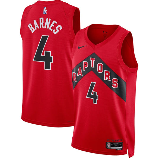 Unisex  Toronto Raptors Scottie Barnes #4 Red Swingman Jersey - Statement Edition