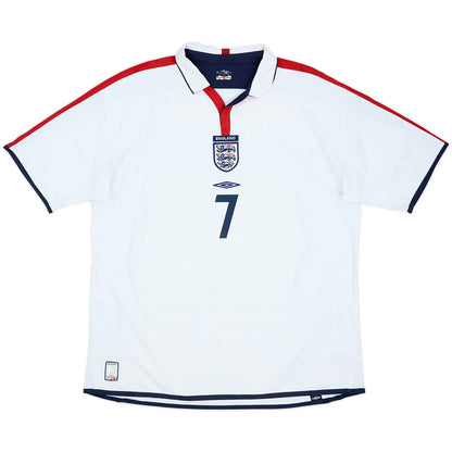 Beckham #7 Retro England Home Jersey Euro Cup 2004