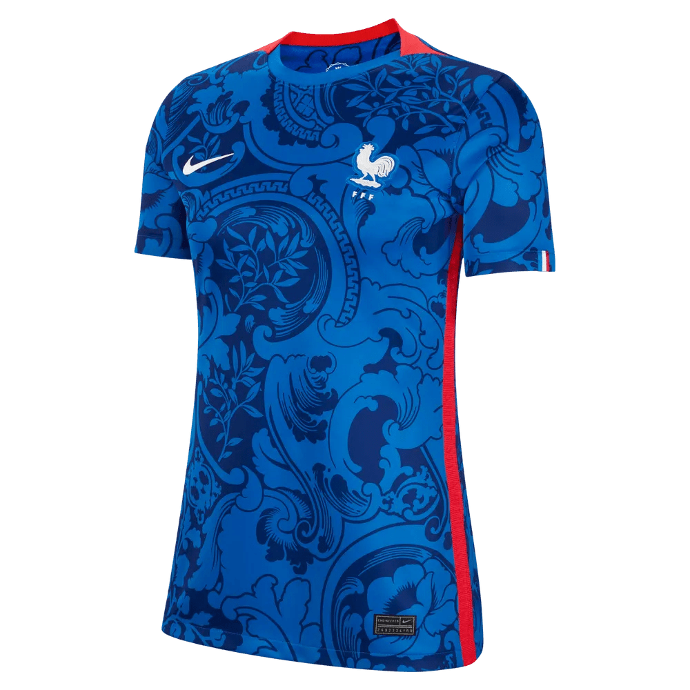 France  Women's EC22 Home Soccer Jersey - Hyper Cobalt-Siren Red