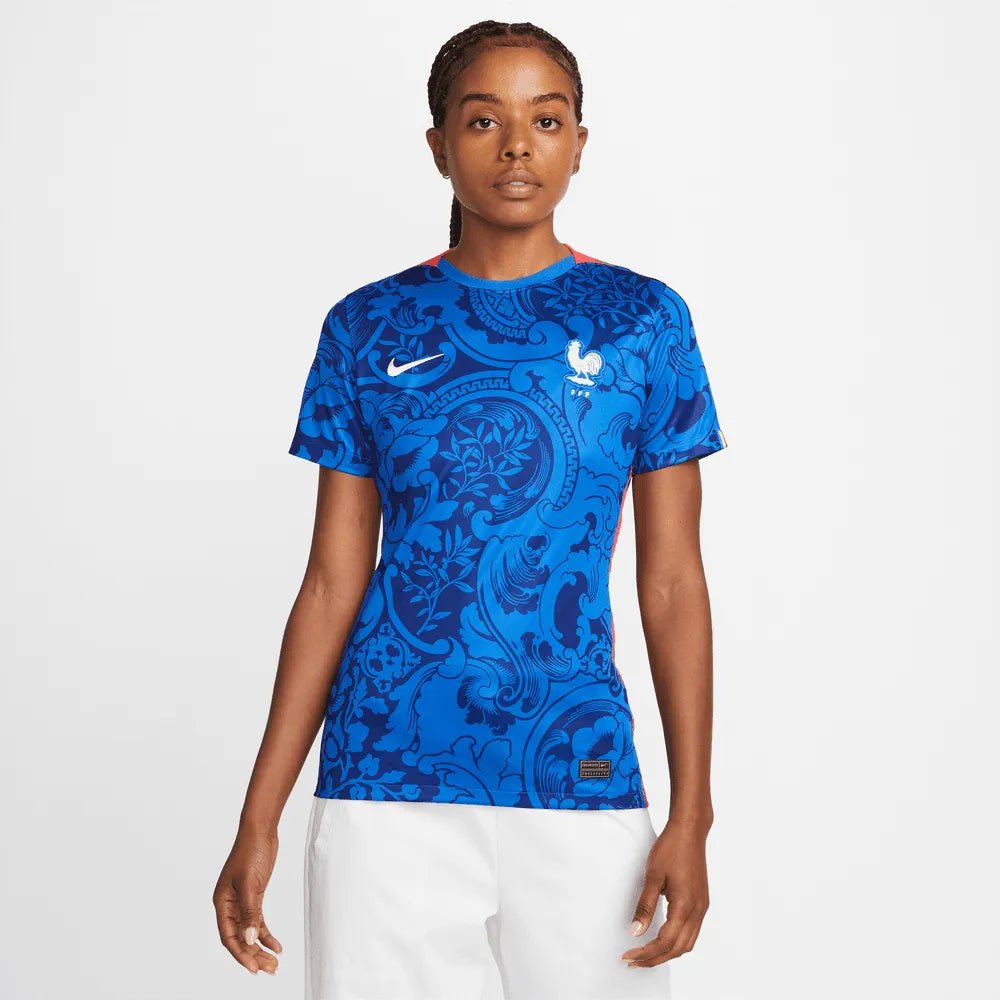 France  Women's EC22 Home Soccer Jersey - Hyper Cobalt-Siren Red