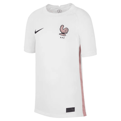 2022-23 France Away Youth Soccer Jersey White-Pink Glaze-Blue