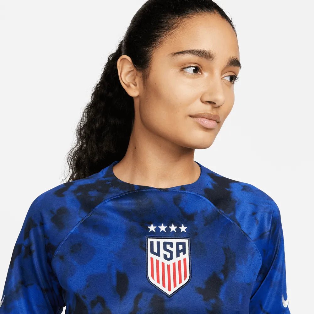 USA 2022-23  Away Women 4 Star Soccer Jersey Bright Blue-White