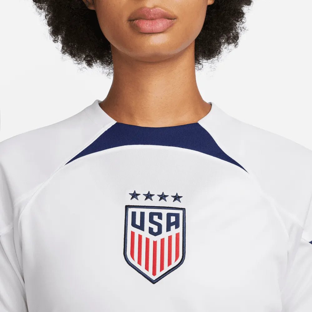 USA 2022-23  Women's Home 4 Star Soccer Jersey White-Hyper Blue
