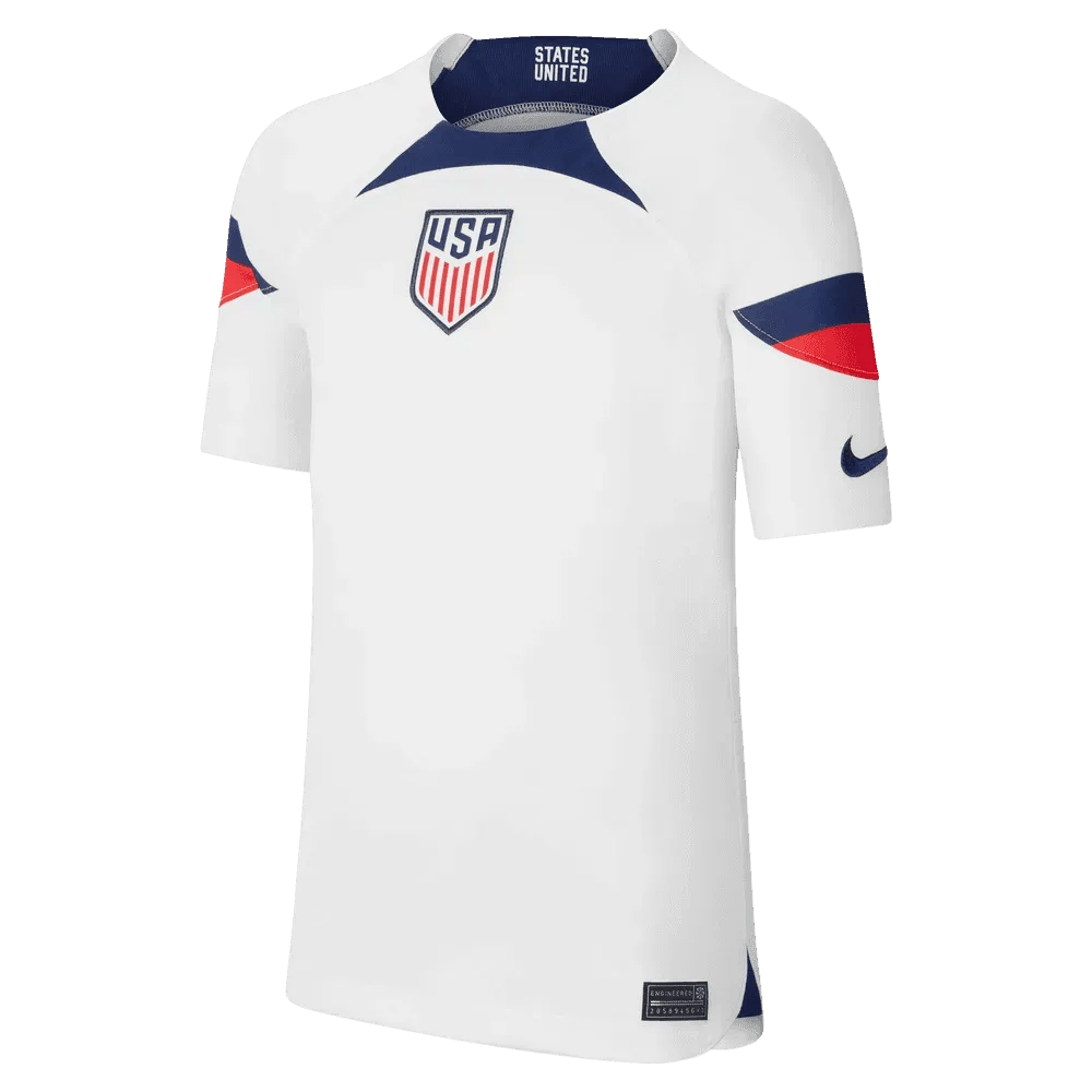 USA 2022-23  Home Youth Soccer Jersey White-Loyal Blue