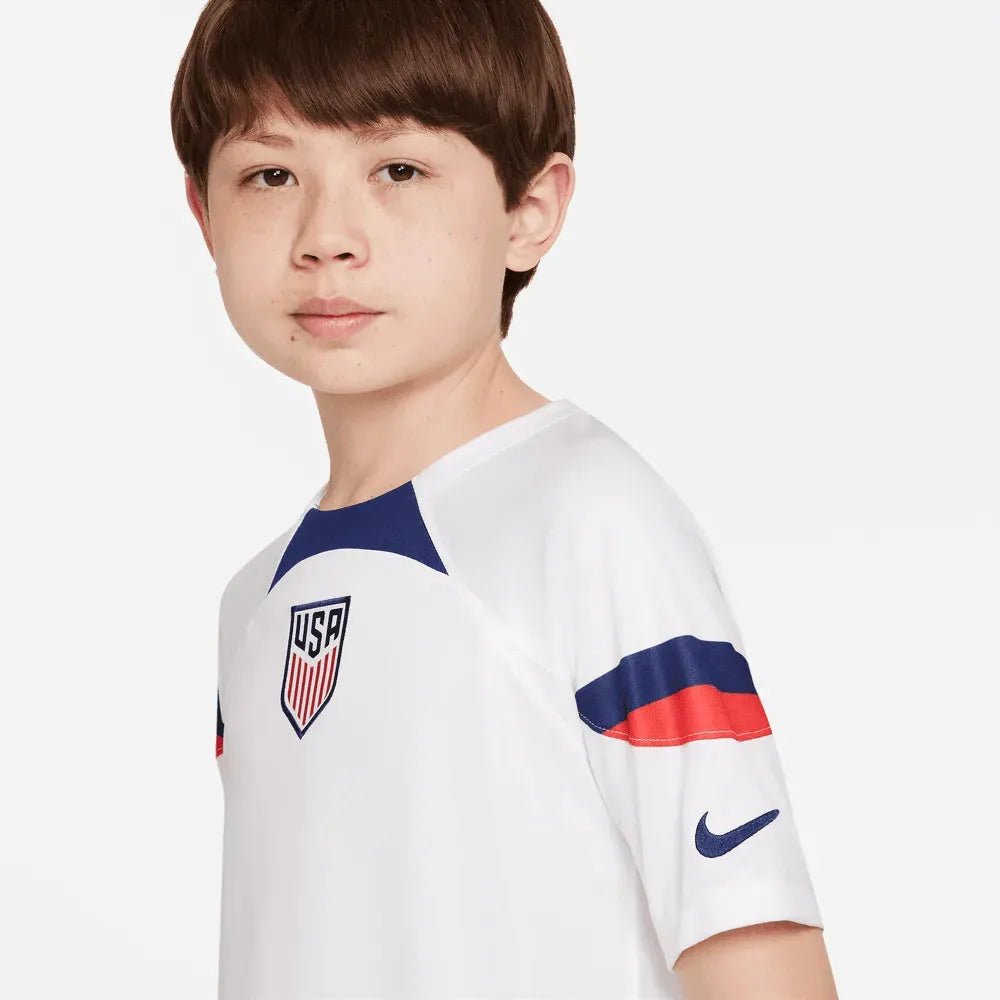 USA 2022-23  Home Youth Soccer Jersey White-Loyal Blue