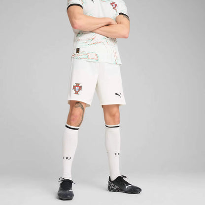 2025-26 Portugal Men's Stadium Away Soccer Shorts Puma White-Puma Black