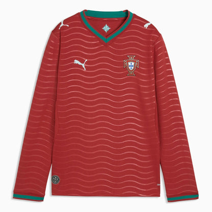2026 Portugal Youth Stadium Home Long-Sleeve Jersey Club Red-Green Lagoon