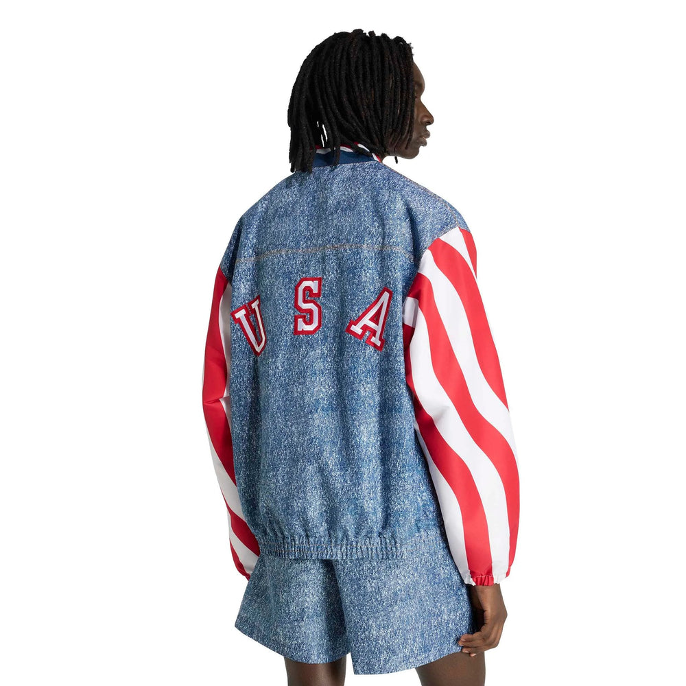 USA  Men's Denim Graphic Track Top